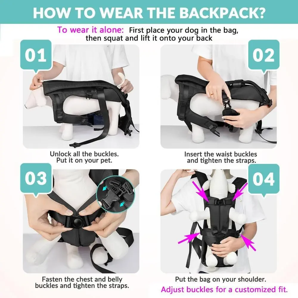 Large Dog Front Carrier, Hands-Free for Hiking/Cycling